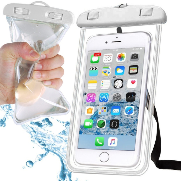 Husa telefon impermeabila universala VarioShop®, cu fereastra tactila dubla, sistem de siguranta, compatibila pana la 6.5", ideala pentru piscina, plaja, sporturi acvatice si drumetii, Alb [5]