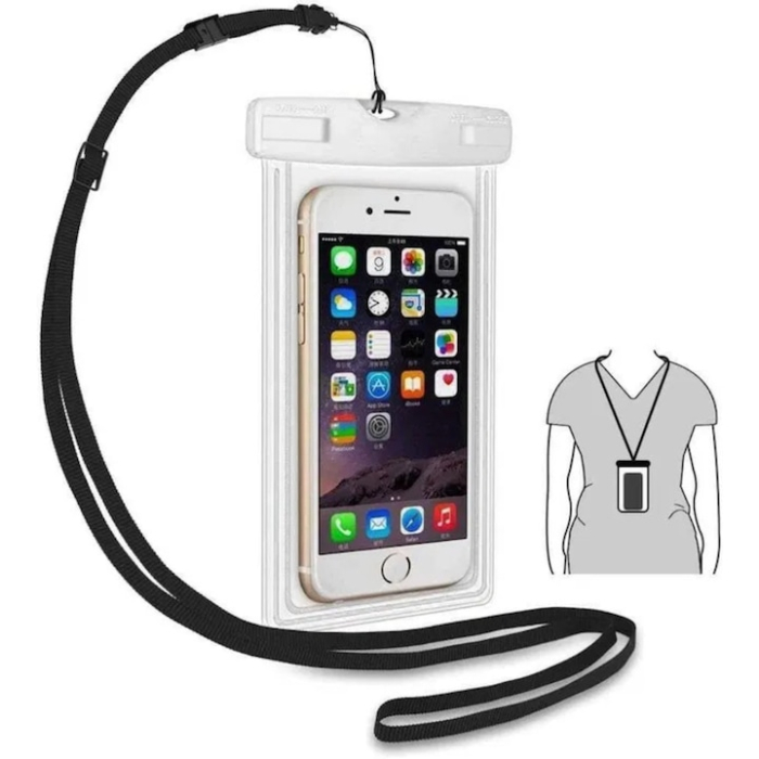Husa telefon impermeabila universala VarioShop®, cu fereastra tactila dubla, sistem de siguranta, compatibila pana la 6.5", ideala pentru piscina, plaja, sporturi acvatice si drumetii, Alb [9]