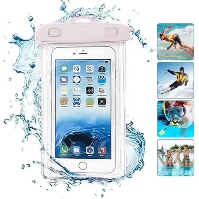 Husa telefon impermeabila universala VarioShop®, cu fereastra tactila dubla, sistem de siguranta, compatibila pana la 6.5", ideala pentru piscina, plaja, sporturi acvatice si drumetii, Alb [3]
