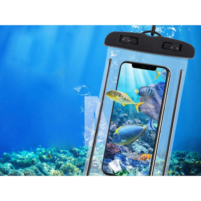 Husa telefon impermeabila universala VarioShop®, cu fereastra tactila dubla, sistem de siguranta, compatibila pana la 6.5", ideala pentru piscina, plaja, sporturi acvatice si drumetii, Negru [9]