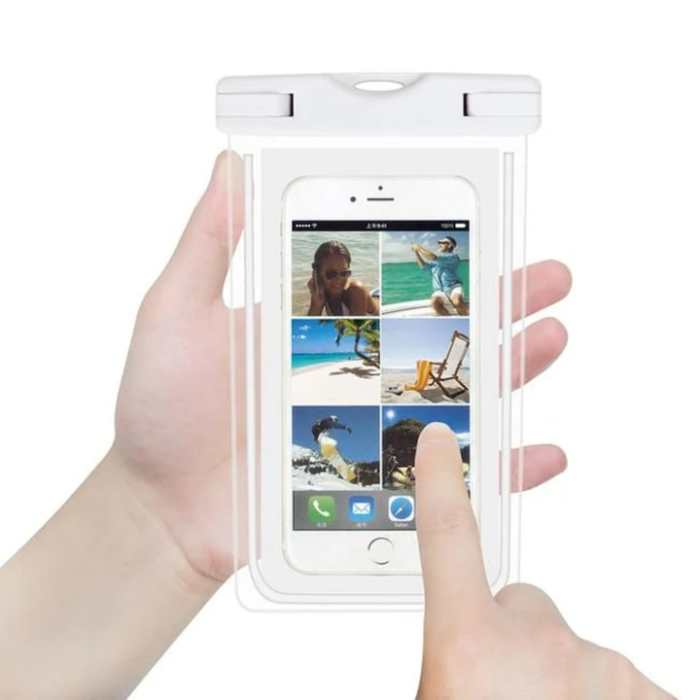 Husa telefon impermeabila universala VarioShop®, cu fereastra tactila dubla, sistem de siguranta, compatibila pana la 6.5", ideala pentru piscina, plaja, sporturi acvatice si drumetii, Alb [10]