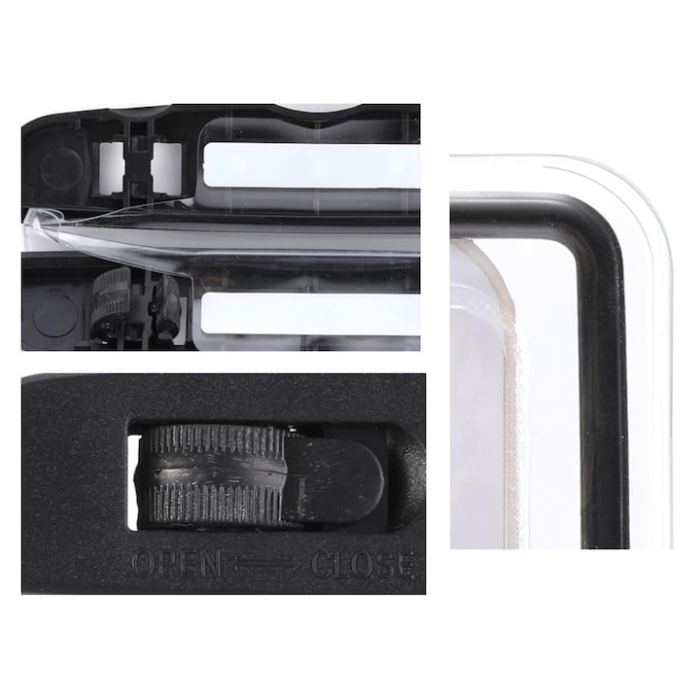 Husa telefon impermeabila universala VarioShop®, cu fereastra tactila dubla, sistem de siguranta, compatibila pana la 6.5", ideala pentru piscina, plaja, sporturi acvatice si drumetii, Negru [14]