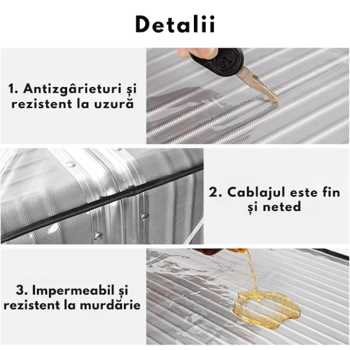 Husa Transparenta Impermeabila pentru Valiza VarioShop®, Protectie Completa din PVC Rezistent, cu Fixare pe Scai, Potrivita pentru Valize Medii, 67x47x33 cm [3]