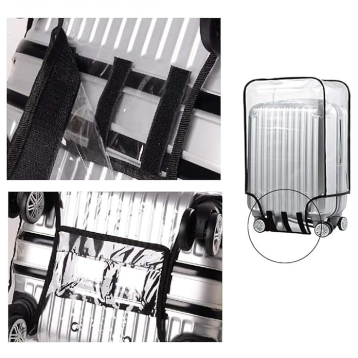 Husa Transparenta Impermeabila pentru Valiza VarioShop®, Protectie Completa din PVC Rezistent, cu Fixare pe Scai, Potrivita pentru Valize Medii, 67x47x33 cm [9]