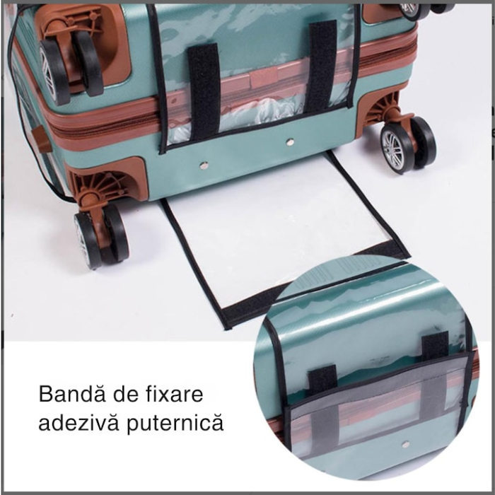 Husa Transparenta Impermeabila pentru Valiza VarioShop®, Protectie Completa din PVC Rezistent, cu Fixare pe Scai, Potrivita pentru Valize Medii, 67x47x33 cm [7]