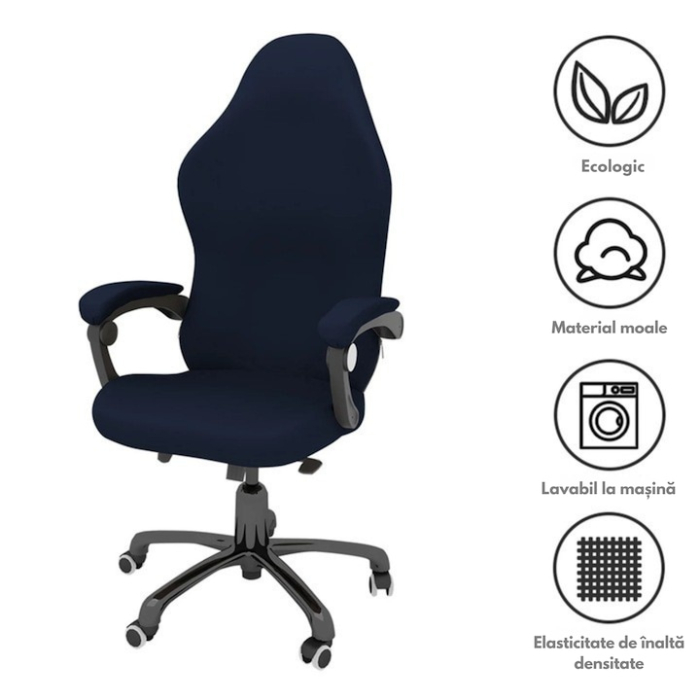 Husa universala pentru scaun de gaming si birou VarioShop®, material elastic si moale, montaj rapid, lavabila la masina, protectie impotriva murdariei si uzurii, Negru [4]