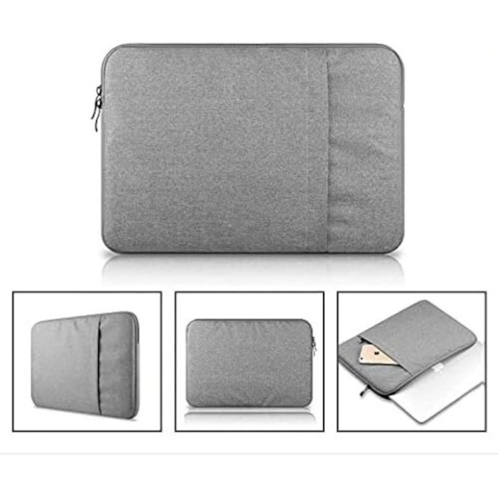 Husa Universala VarioShop®, pentru Laptop 14.2 inch, cu Burete Antisoc, Rezistena la Apa, Compatibila laptop Apple MacBook Air, MacBook Pro Touch Bar, Asus, Acer, Dell, Huawei, 35 x 2 x 24 cm, Gri [5]