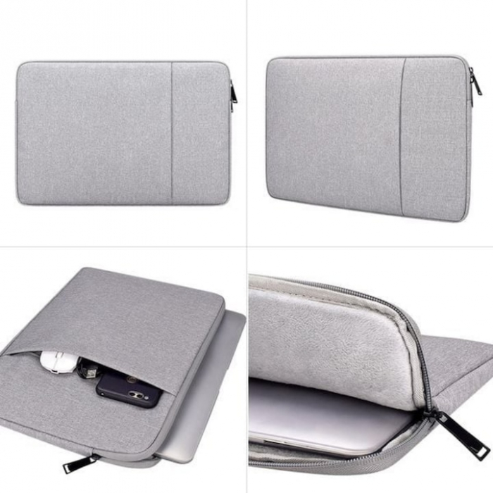Husa Universala VarioShop®, pentru Laptop 14.2 inch, cu Burete Antisoc, Rezistena la Apa, Compatibila laptop Apple MacBook Air, MacBook Pro Touch Bar, Asus, Acer, Dell, Huawei, 35 x 2 x 24 cm, Gri [15]