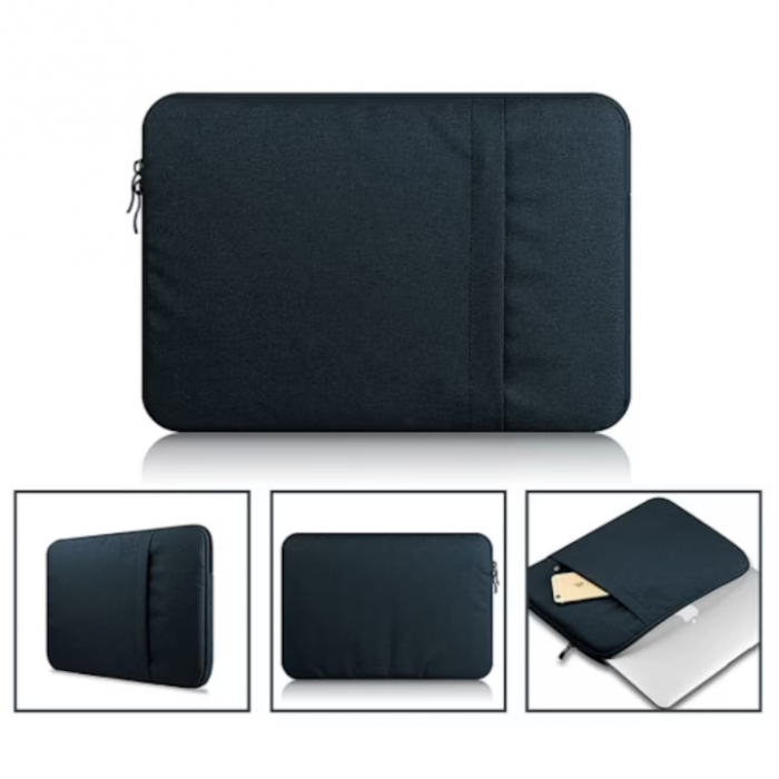 Husa Universala VarioShop®, pentru Laptop 15.6 inch, cu Burete Antisoc, Rezistena la Apa, Compatibila laptop Apple MacBook Air, MacBook Pro Touch Bar, Asus, Acer, Dell, Huawei, 40cm x 2cm x 30cm, Negr [3]