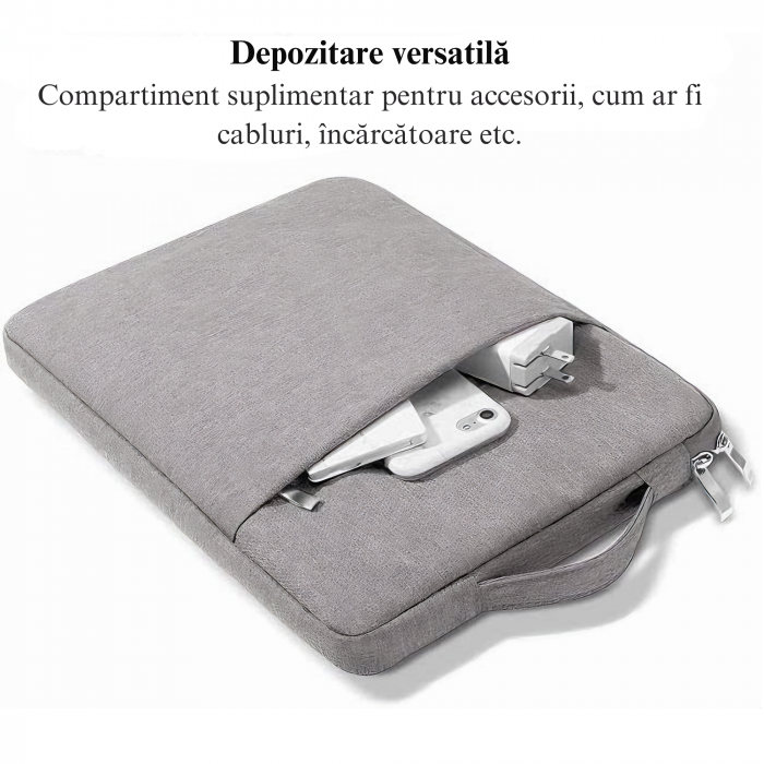 Husa Universala VarioShop®, pentru Laptop 15.6 inch, cu Burete Antisoc, Rezistena la Apa, Compatibila laptop Apple MacBook Air, MacBook Pro Touch Bar, Asus, Acer, Dell, Huawei, 40cm x 2cm x 30cm, Negr [8]