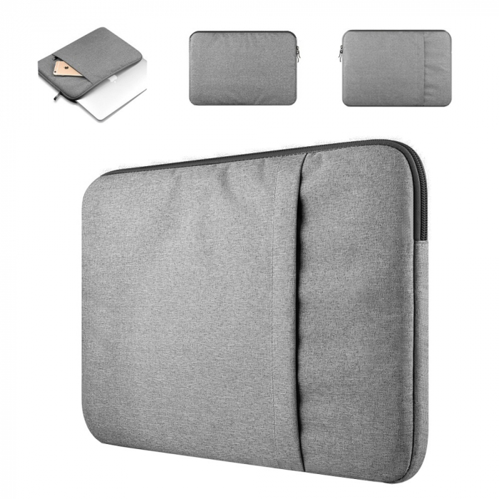 Husa Universala VarioShop®, pentru Laptop 15.6 inch, cu Burete Antisoc, Rezistena la Apa, Compatibila laptop Apple MacBook Air, MacBook Pro Touch Bar, Asus, Acer, Dell, Huawei, 40cm x 2cm x 30cm, Gri [10]