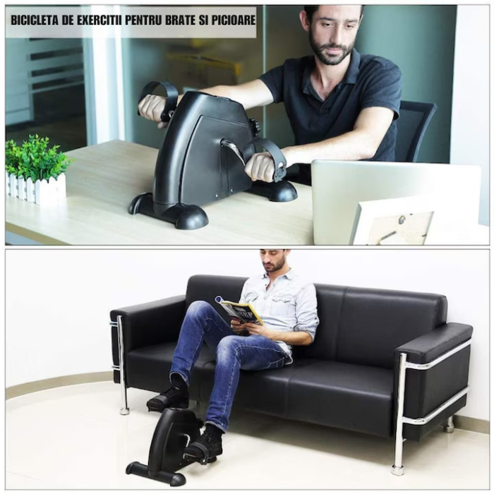 Bicicleta de reabilitare 2in1 VarioShop®, pentru brate si picioare, cu computer LCD, rezistenta reglabila si design compact, ideala pentru recuperare, intarirea musculaturii, Negru [7]