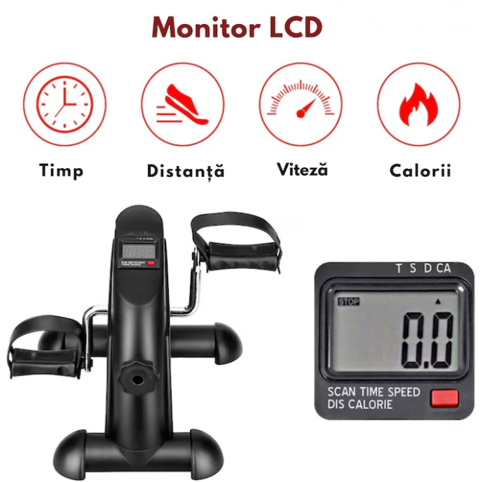 Bicicleta de reabilitare 2in1 VarioShop®, pentru brate si picioare, cu computer LCD, rezistenta reglabila si design compact, ideala pentru recuperare, intarirea musculaturii, Negru [2]