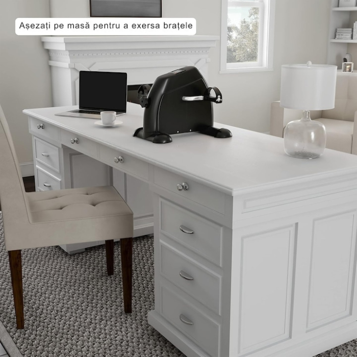 Bicicleta de reabilitare 2in1 VarioShop®, pentru brate si picioare, cu computer LCD, rezistenta reglabila si design compact, ideala pentru recuperare, intarirea musculaturii, Negru [8]