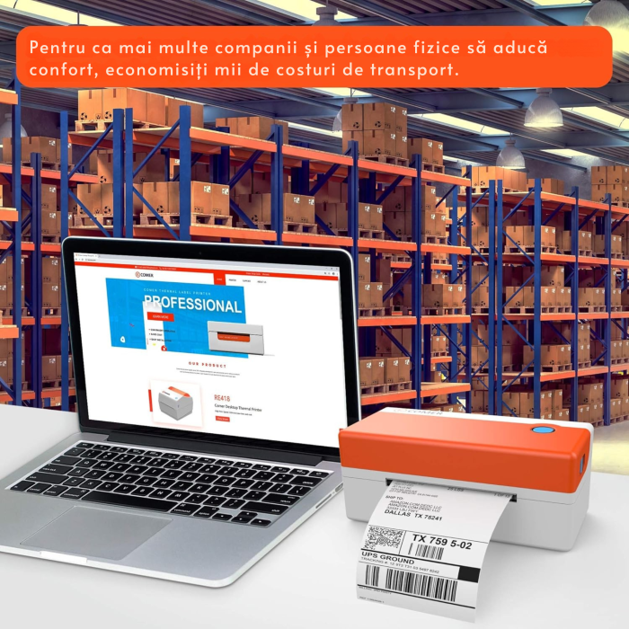 Imprimanta termica pentru etichete VarioShop®, 150 mm/s, 203 DPI, USB, compatibila Windows, Mac si Linux, pentru AWB, coduri de bare si etichete expediere, neagra [2]