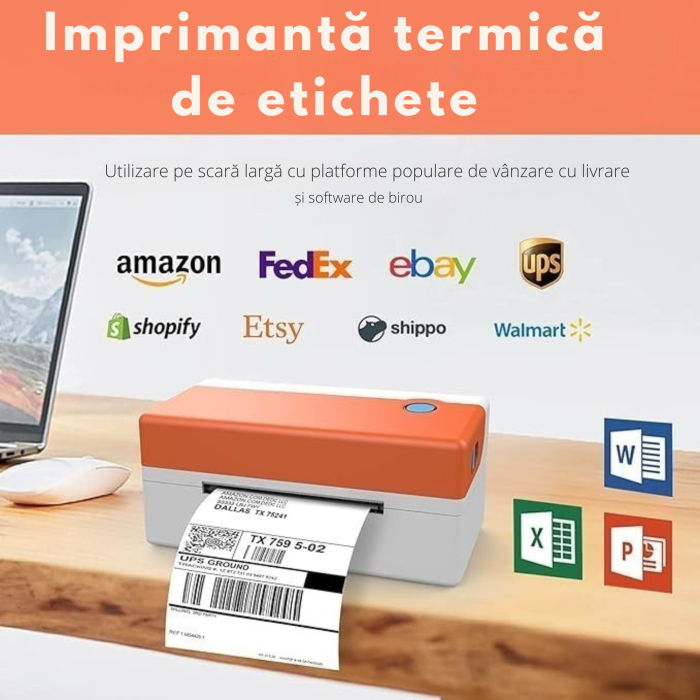 Imprimanta termica pentru etichete VarioShop®, 150 mm/s, 203 DPI, USB, compatibila Windows, Mac si Linux, pentru AWB, coduri de bare si etichete expediere, neagra [6]