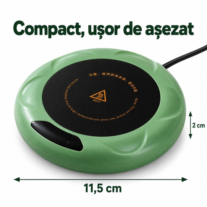 Incalzitor de cani VarioShop®, pentru cafea si ceai, temperatura reglabila in 3 trepte, alimentare USB , 11,5 × 2 cm, verde [2]