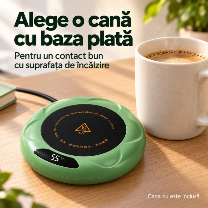 Incalzitor de cani VarioShop®, pentru cafea si ceai, temperatura reglabila in 3 trepte, alimentare USB , 11,5 × 2 cm, verde [4]