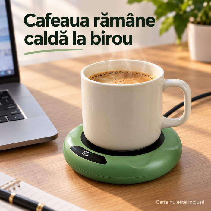 Incalzitor de cani VarioShop®, pentru cafea si ceai, temperatura reglabila in 3 trepte, alimentare USB , 11,5 × 2 cm, verde [7]