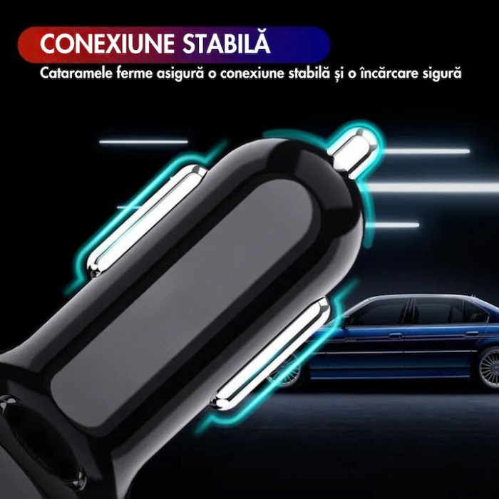 Incarcator Auto VarioShop®, Fast Charge QC3.0/PD, 4 porturi USB, Amperaj/Porturi, Protectie Suprasarcina, Incalzire, Voltaj 12-32V, Material Ignifug, Compatibil Android/Apple, Negru [4]
