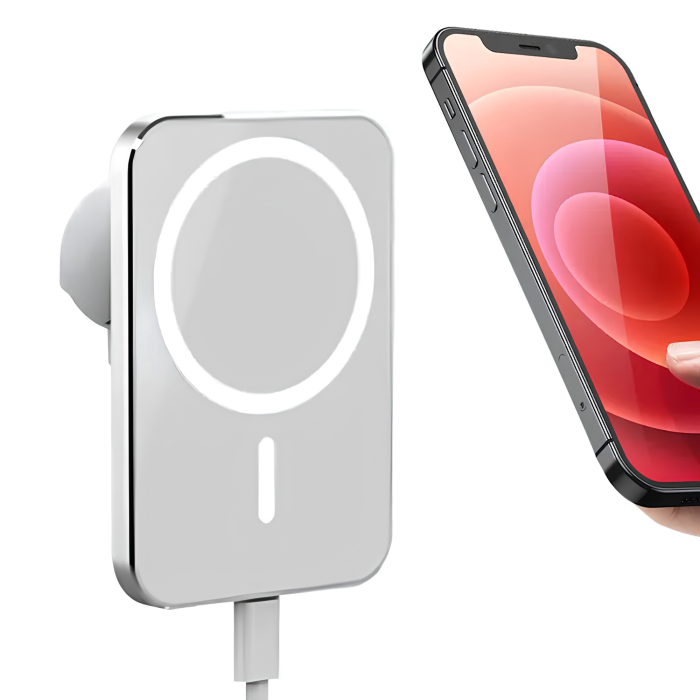 Incarcator auto wireless VarioShop®, pentru telefoane cu prindere magnetica, putere pana la 15W, cablu USB-C si suport inclus, alb [6]