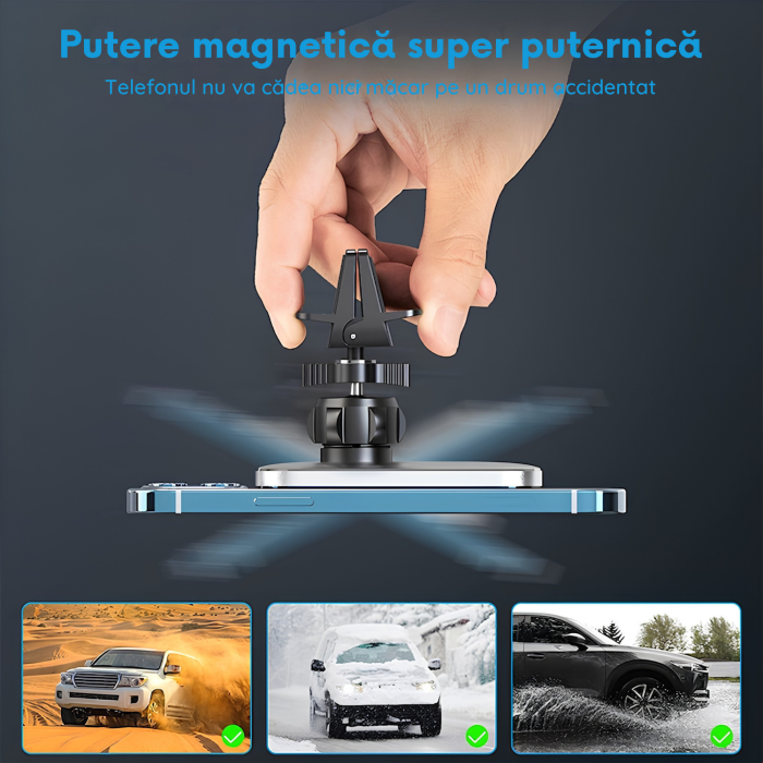 Incarcator auto wireless VarioShop®, pentru telefoane cu prindere magnetica, putere pana la 15W, cablu USB-C si suport inclus, alb [8]
