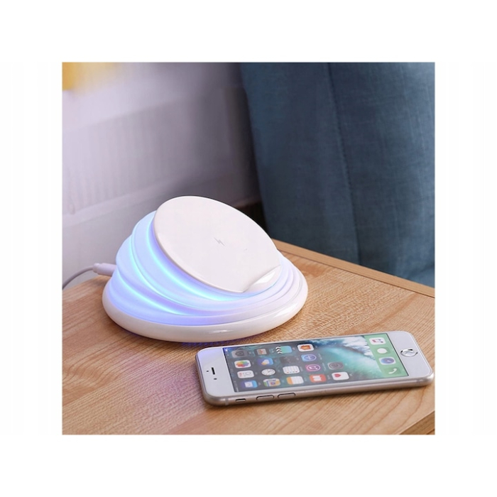 Incarcator fara fir VarioShop®, QI Fast Charging, pliabil cu stand, protectie supraincarcare, indicator LED, lampa de veghe incorporata, 10 W, Alb [5]