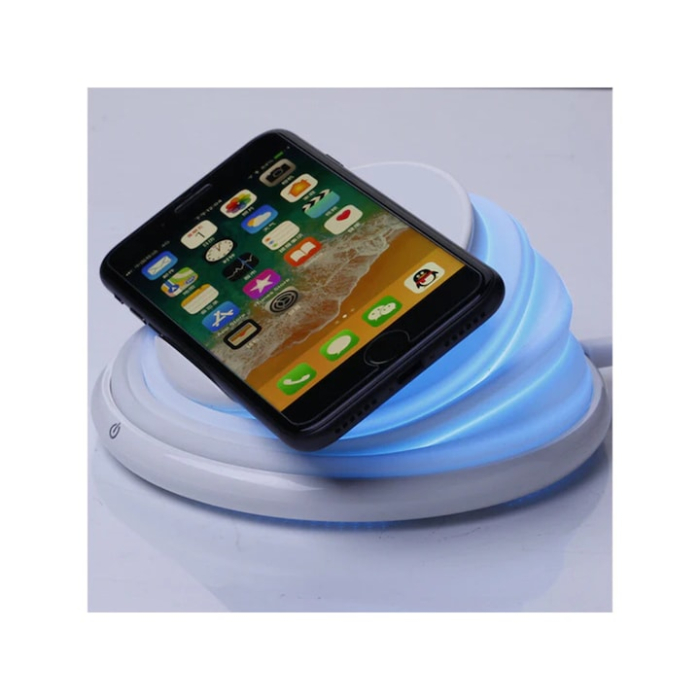 Incarcator fara fir VarioShop®, QI Fast Charging, pliabil cu stand, protectie supraincarcare, indicator LED, lampa de veghe incorporata, 10 W, Alb [2]