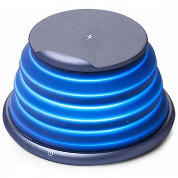 Incarcator fara fir VarioShop®, QI Fast Charging, pliabil cu stand, protectie supraincarcare, indicator LED, lampa de veghe incorporata, 10 W, Gri [1]