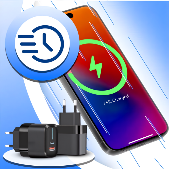 Incarcator rapid 3 in 1 VarioShop®, pentru telefon, tableta si casti, porturi USB si Type-C, cablu inclus, 20W, negru [9]