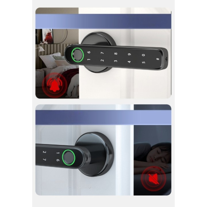 Incuietoare electronica inteligenta VarioShop®, cu amprenta digitala si aplicatie Tuya Smart, 4 moduri de acces, 30 amprente, 50 parole, montaj stanga/dreapta, design aluminiu negru [5]