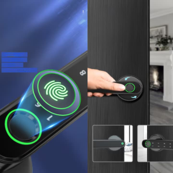 Incuietoare electronica inteligenta VarioShop®, cu amprenta digitala si aplicatie Tuya Smart, 4 moduri de acces, 30 amprente, 50 parole, montaj stanga/dreapta, design aluminiu negru [4]