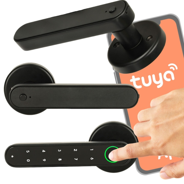 Incuietoare electronica inteligenta VarioShop®, cu amprenta digitala si aplicatie Tuya Smart, 4 moduri de acces, 30 amprente, 50 parole, montaj stanga/dreapta, design aluminiu negru [6]