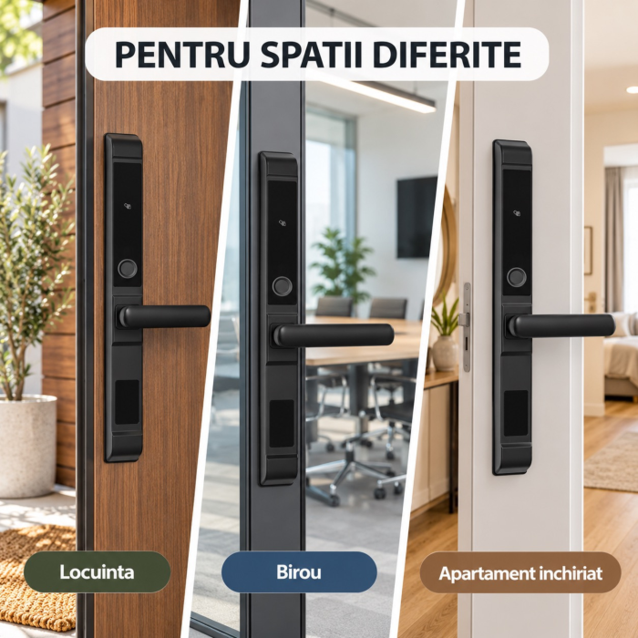 Incuietoare electronica pentru usa VarioShop®, 5 metode de acces, amprenta, cod, card, cheie si aplicatie mobila, Wi-Fi/Bluetooth, 33,5 cm, negru [6]