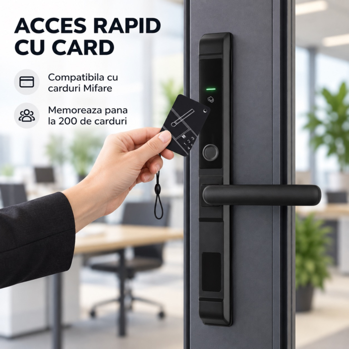 Incuietoare electronica pentru usa VarioShop®, 5 metode de acces, amprenta, cod, card, cheie si aplicatie mobila, Wi-Fi/Bluetooth, 33,5 cm, negru [7]