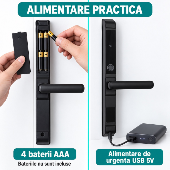 Incuietoare electronica pentru usa VarioShop®, 5 metode de acces, amprenta, cod, card, cheie si aplicatie mobila, Wi-Fi/Bluetooth, 33,5 cm, negru [9]