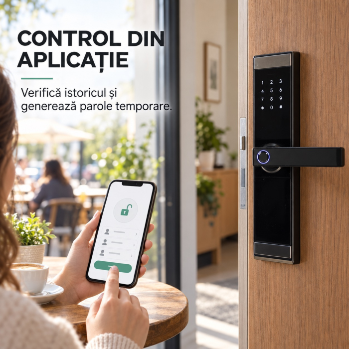Incuietoare electronica VarioShop®, pentru locuinta si birou, 5 metode de acces, 120 amprente, 150 parole, aluminiu, negru [3]