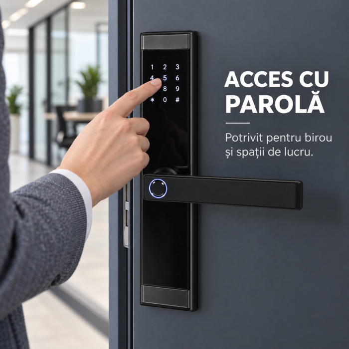 Incuietoare electronica VarioShop®, pentru locuinta si birou, 5 metode de acces, 120 amprente, 150 parole, aluminiu, negru [7]
