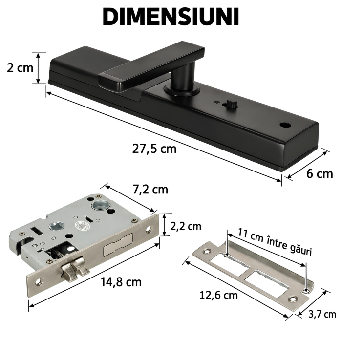 Incuietoare electronica VarioShop®, pentru locuinta si birou, 5 metode de acces, 120 amprente, 150 parole, aluminiu, negru [4]