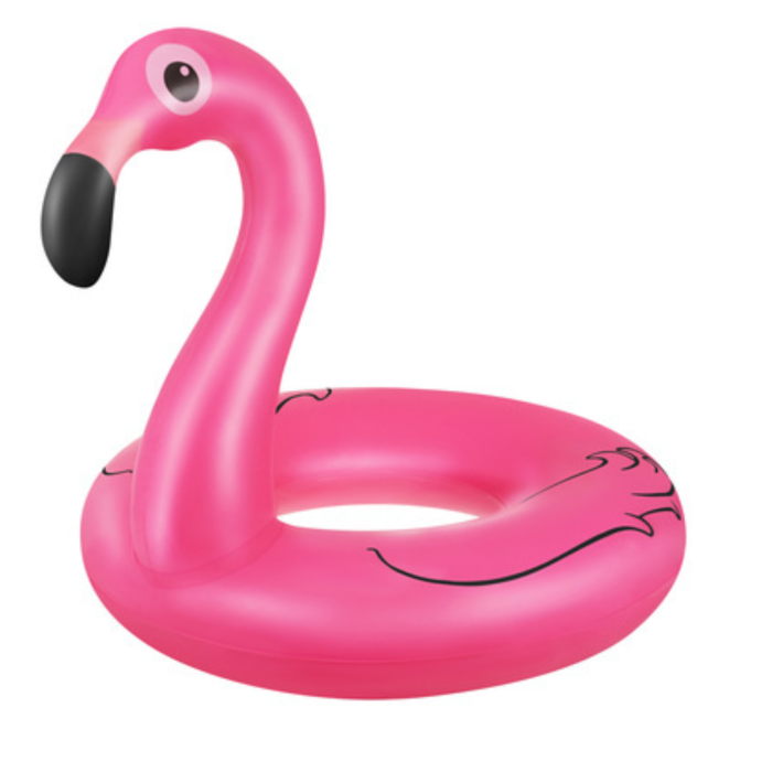 Colac gonflabil pentru plaja VarioShop®, model flamingo, 102 cm, PVC rezistent, suporta pana la 150 kg, roz [5]