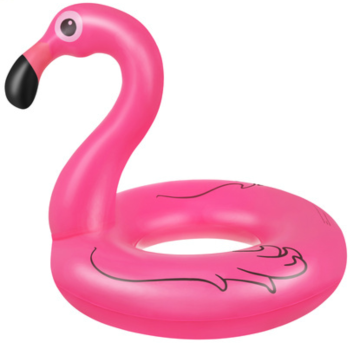 Colac gonflabil pentru plaja VarioShop®, model flamingo, 102 cm, PVC rezistent, suporta pana la 150 kg, roz [9]