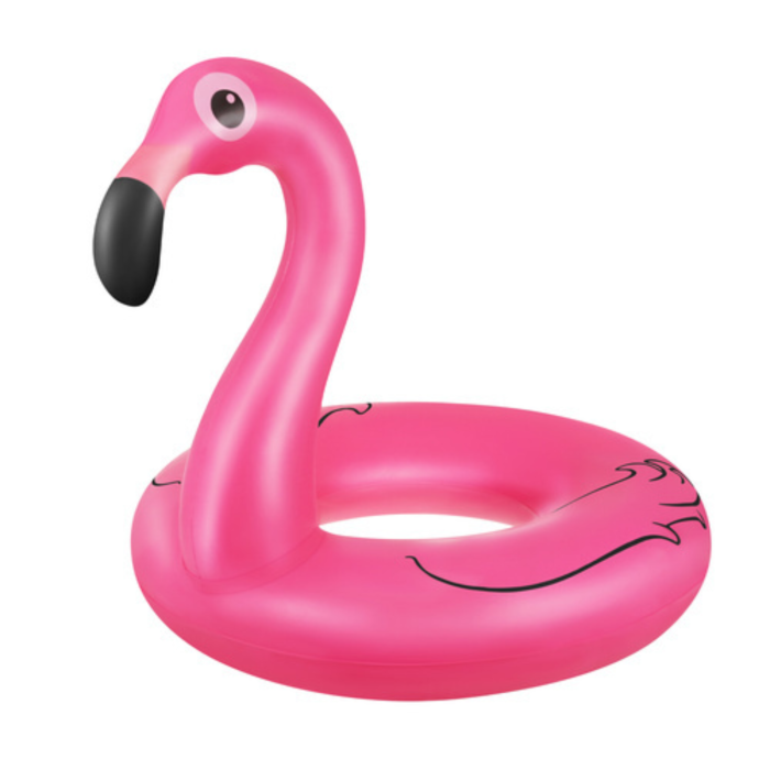 Colac gonflabil pentru plaja VarioShop®, model flamingo, 102 cm, PVC rezistent, suporta pana la 150 kg, roz [11]