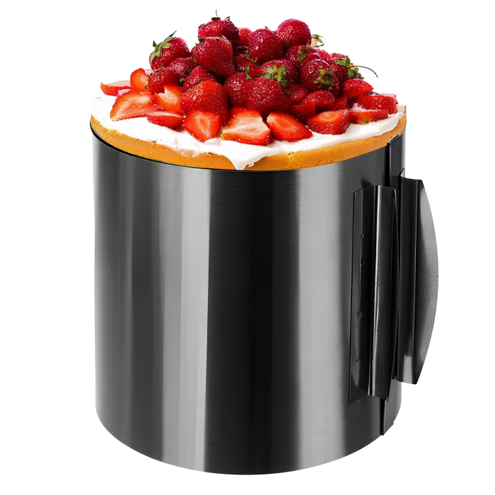 Inel reglabil pentru tort VarioShop®, din otel inoxidabil, diametru 16-30 cm, inaltime 15 cm, cleme de fixare, argintiu [12]