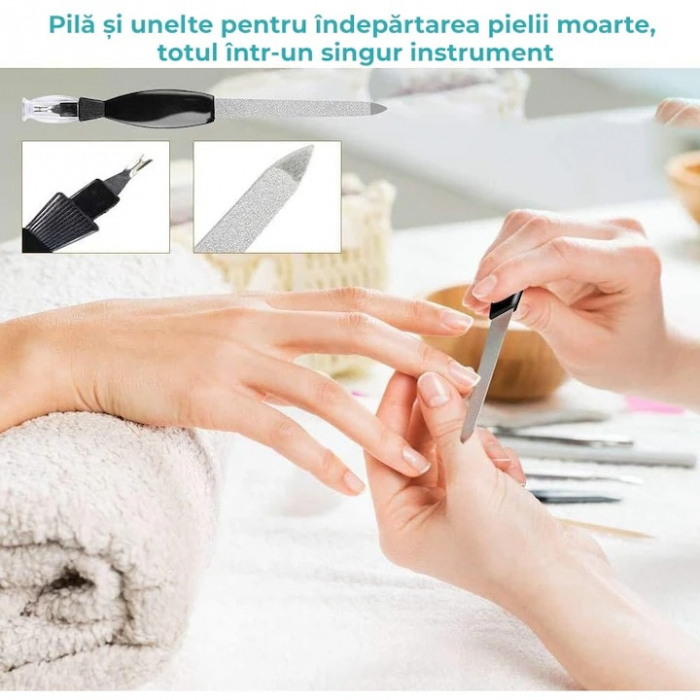 Instrumente profesionale pentru pedichiura medicala VarioShop®, Ideale pentru ingrijirea picioarelor si Indepartarea eficienta a calusurilor, Material durabil din otel inoxidabil, Set complet de 30 ac [15]