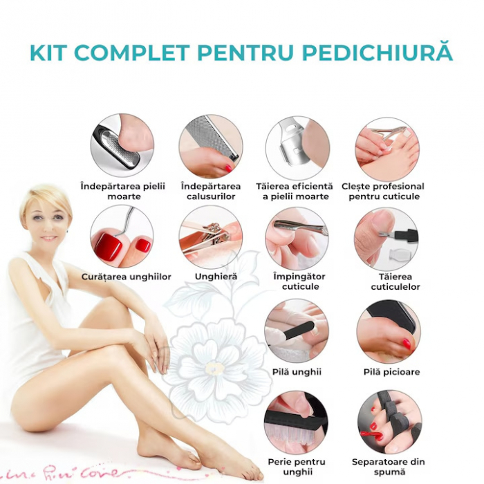 Instrumente profesionale pentru pedichiura medicala VarioShop®, Ideale pentru ingrijirea picioarelor si Indepartarea eficienta a calusurilor, Material durabil din otel inoxidabil, Set complet de 30 ac [4]