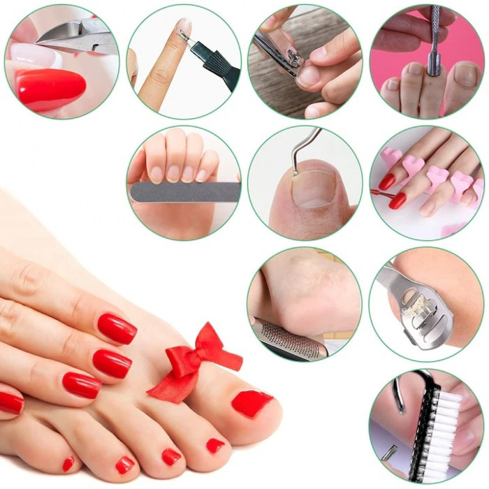 Instrumente profesionale pentru pedichiura medicala VarioShop®, Ideale pentru ingrijirea picioarelor si Indepartarea eficienta a calusurilor, Material durabil din otel inoxidabil, Set complet de 30 ac [3]