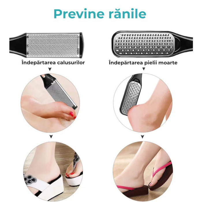 Instrumente profesionale pentru pedichiura medicala VarioShop®, Ideale pentru ingrijirea picioarelor si Indepartarea eficienta a calusurilor, Material durabil din otel inoxidabil, Set complet de 30 ac [6]