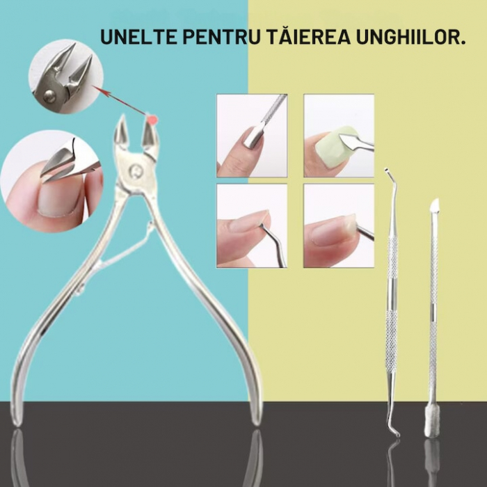 Instrumente profesionale pentru pedichiura medicala VarioShop®, Ideale pentru ingrijirea picioarelor si Indepartarea eficienta a calusurilor, Material durabil din otel inoxidabil, Set complet de 30 ac [10]