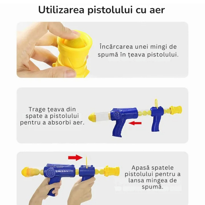 Joc interactiv de tras la tinta VarioShop®, model ratusca, 2 pistoale, 24 bile de spuma, afisaj electronic pentru scor, 16 x 29 cm, Multicolor [6]