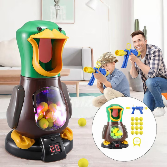 Joc interactiv de tras la tinta VarioShop®, model ratusca, 2 pistoale, 24 bile de spuma, afisaj electronic pentru scor, 16 x 29 cm, Multicolor [5]